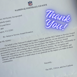 A letter from the NFL to Air Force Aid Society