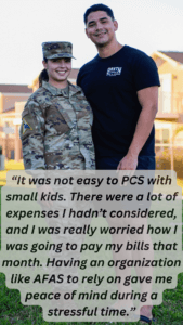 A couple with a quote about the financial challenge of PCS orders